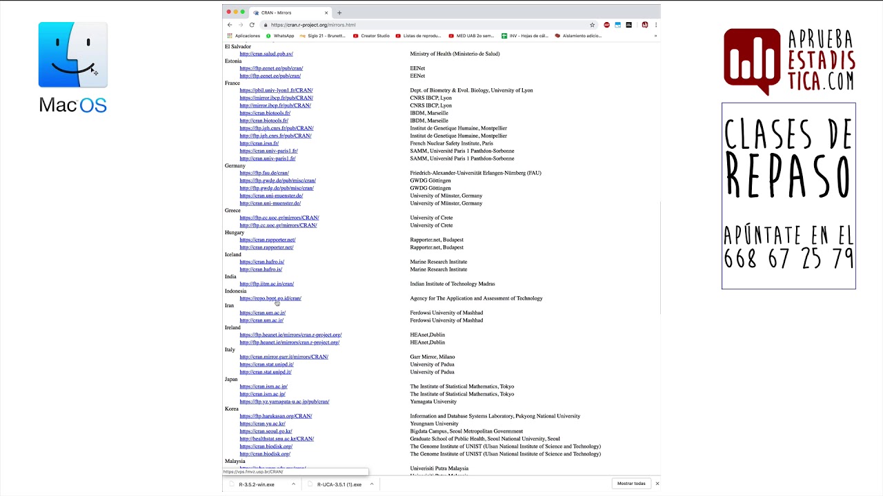 Instalar R y Rcmdr (R commander) en windows y mac