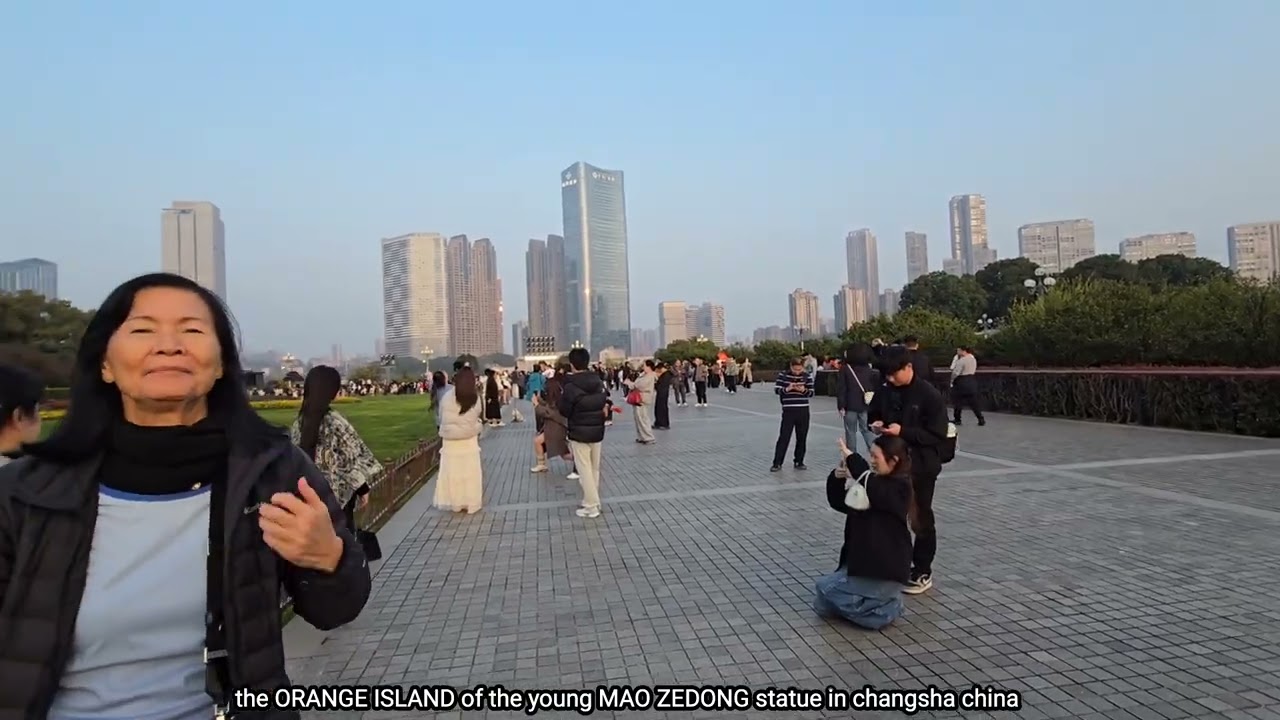 the ORANGE ISLAND of the young MAO ZEDONG statue in changsha china with my wife berna baron.