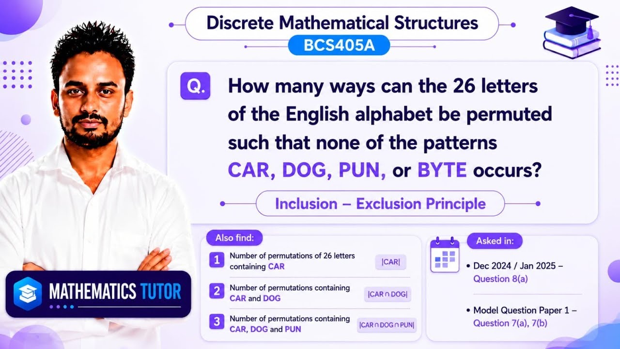 Exclude CAR, DOG, PUN, BYTE | Permutation Problem | VTU BCS405A Q7A/Q7B/Q8A