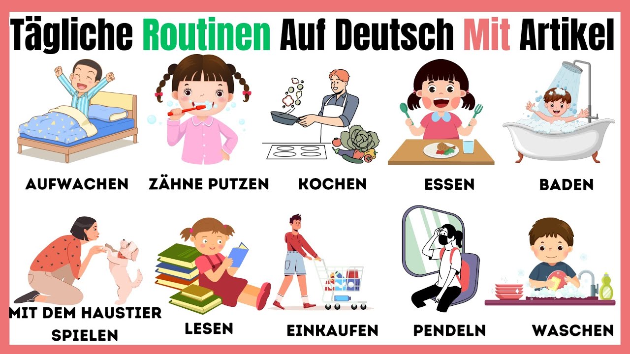 Tägliche Routinen auf Deutsch mit Artikel Teil 1 | Lernt tägliche deutsche Grammatik für Anfänger