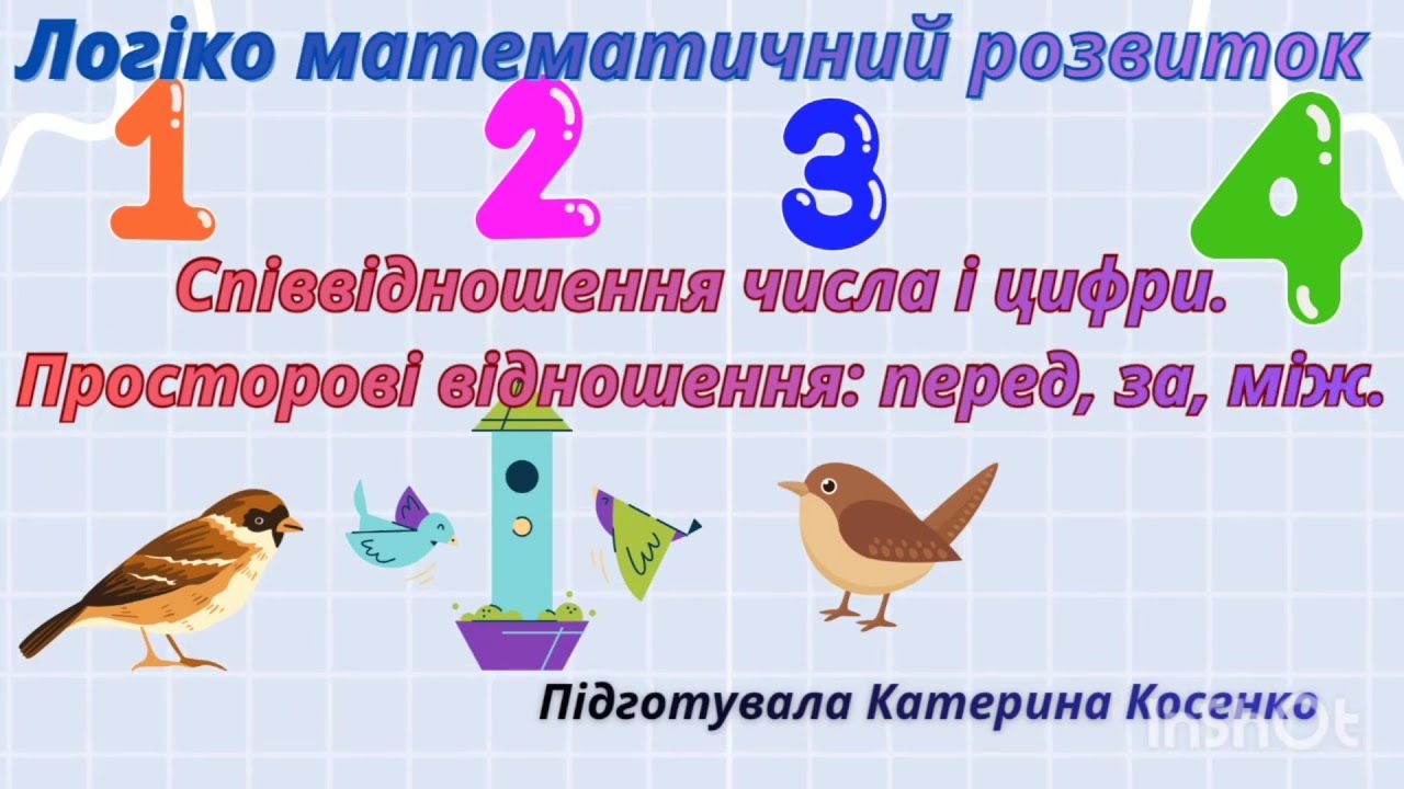 Логіко математичний розвиток Співвідношення числа і цифри. Просторові відношення: перед, за, між 