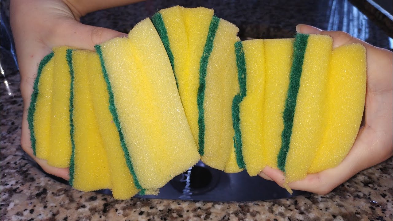 Kitchen Sponges Soapy Squeezing & Slicing & ×9 Ripping | Sponge ASMR