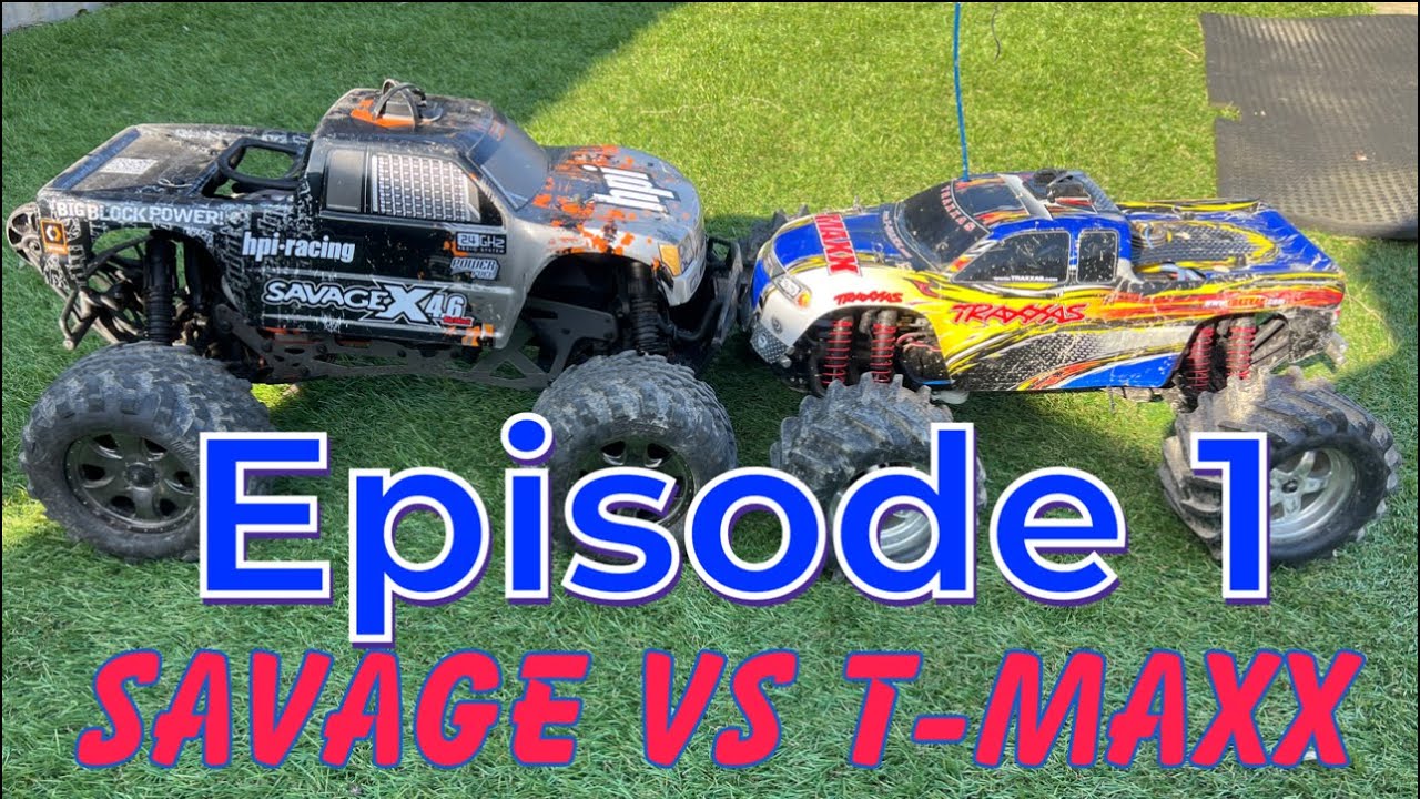 TRAXXAS T-MAXX vs HPI  SAVAGE X 4.6 episode 1 course test A MUST WATCH