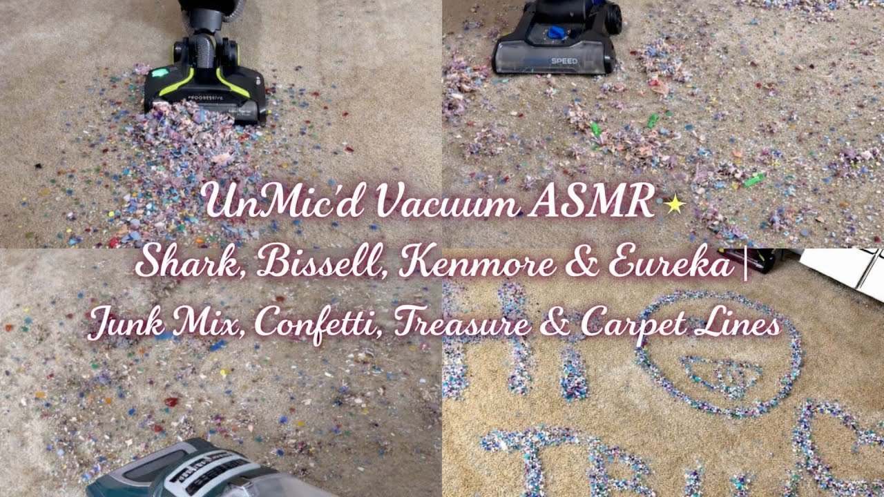 Crunchy Vacuum ASMR ✨ Shark, Bissell, Kenmore & Eureka | Junk Mix, Confetti, Treasure & Carpet Lines