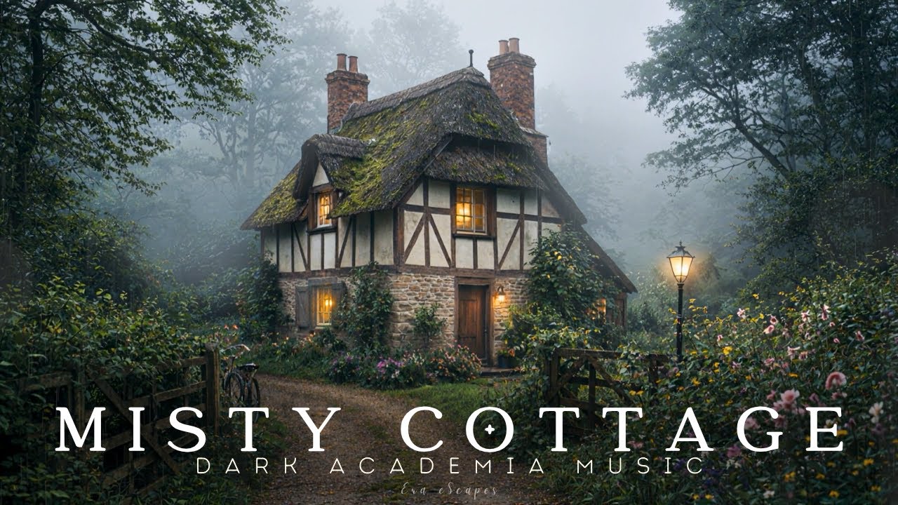Misty Spring Tudor Cottage | Dark Academia Piano & Rain Ambience for Study, Reading & Relax