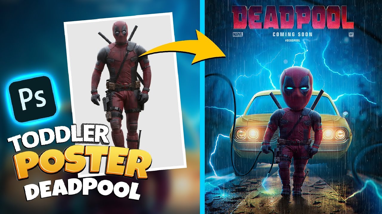 Toddler Deadpool Poster Photo Manipulation | Photoshop Tutorial