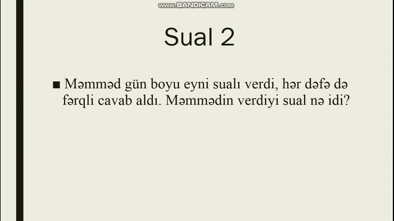 Məntiqi suallar və cavabları #1