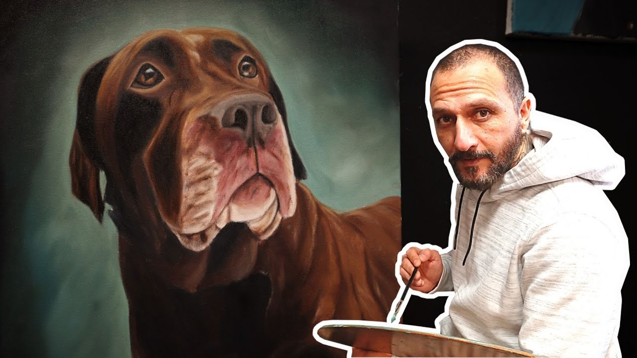 How To Paint a Dog  - lab portrait with oil paint