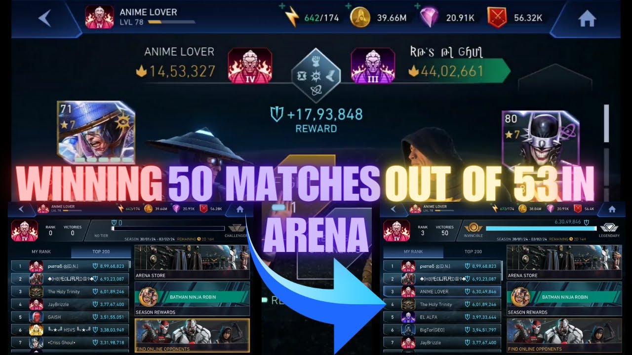 Winning 50 Matches Out of 53 in Arena!!! 🔥🔥🔥| Arena Battles | Injustice 2 Mobile