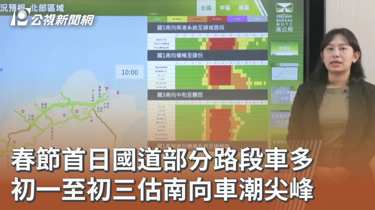 春節首日國道部分路段車多 初一至初三估南向車潮尖峰｜20260214 公視午間新聞