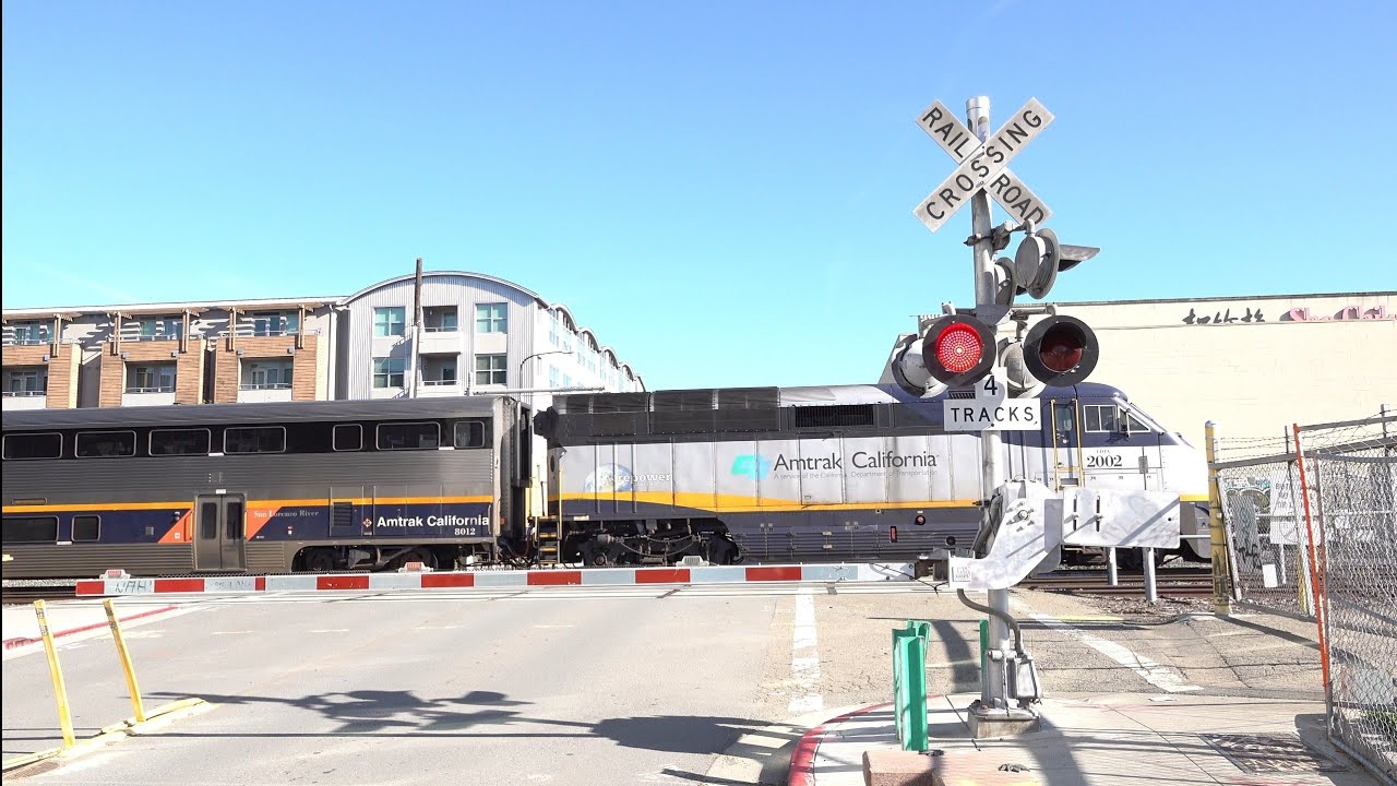 Amtrak CDTX 2002 Capitol Corridor Train 737 South, Addison Street Railroad Crossing, Berkeley CA