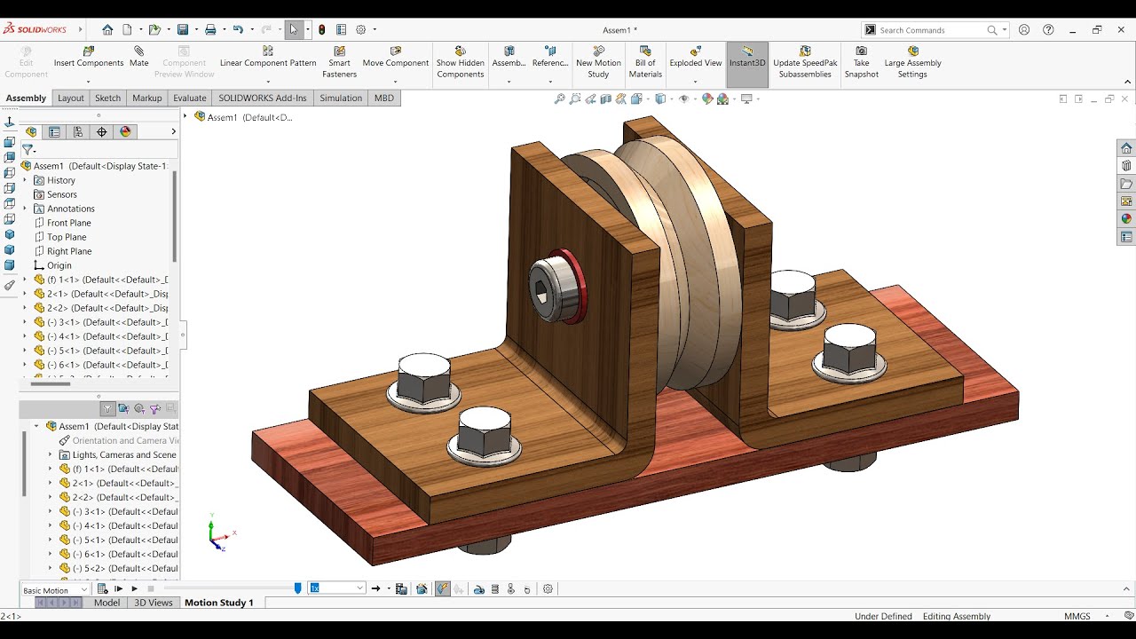 Solidworks Assembly Membuat Pulley Support | 4K 60fps