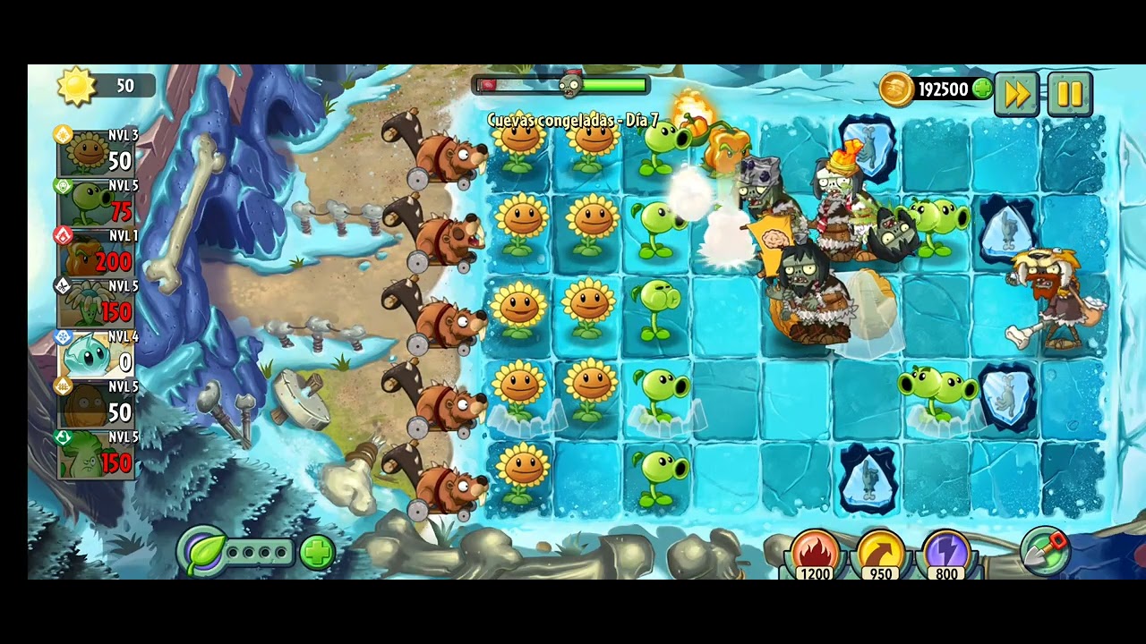 PLANTAS VS ZOMBIS 2 : CUEVAS CONGELADAS DIA 7 