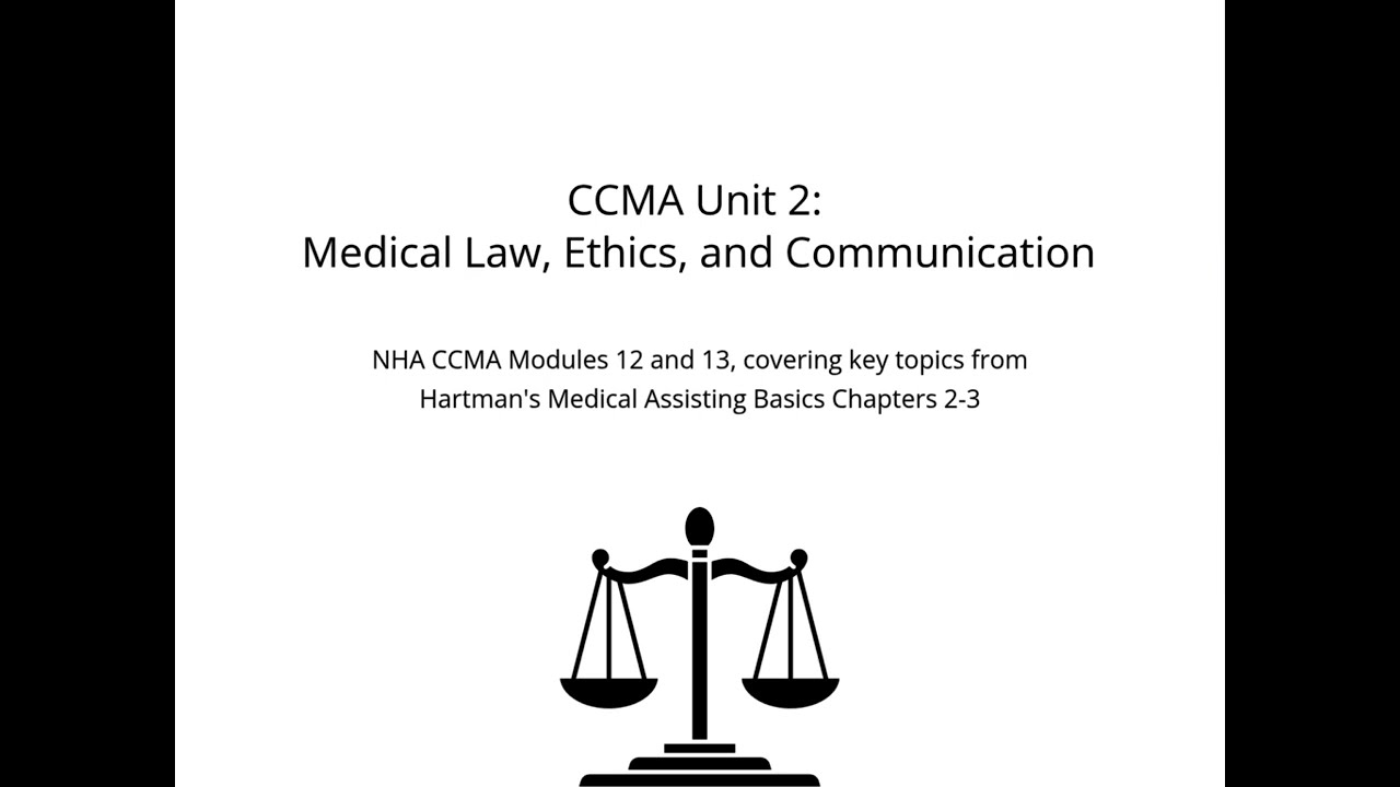 Unit 2 | Medical Law & Ethics and Communication & Customer Service | NHA CCMA Exam Prep