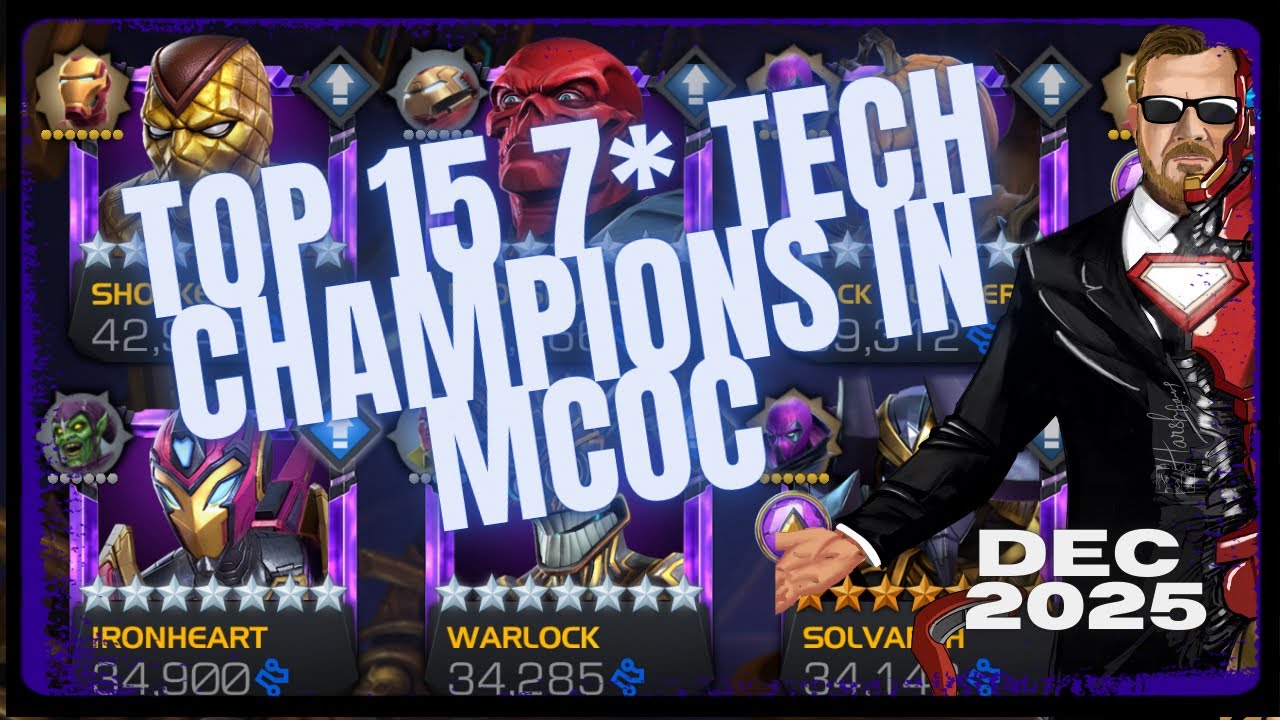 The BEST 15 TECH Champions Ranked! December 2025 MCOC Ranking Series Vid 8