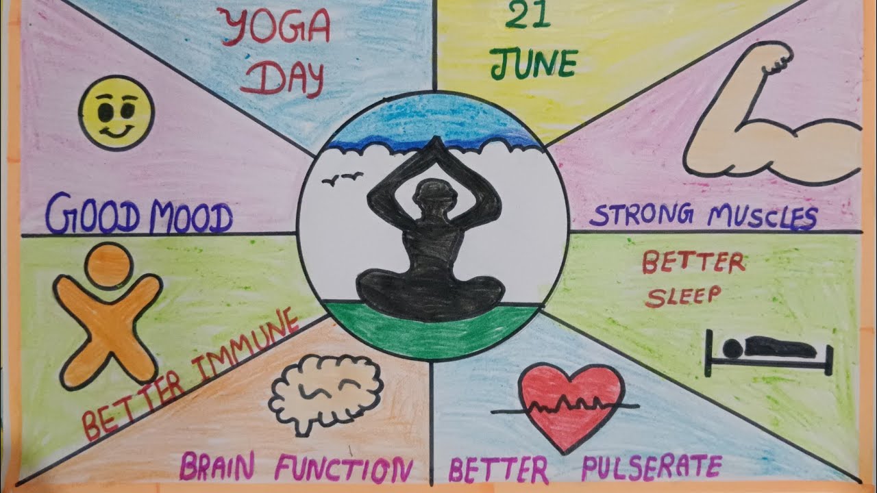 Yoga Day Drawing Easy/Yoga Day Poster Making/International Yoga Day Drawing/How to Draw Yoga Day 