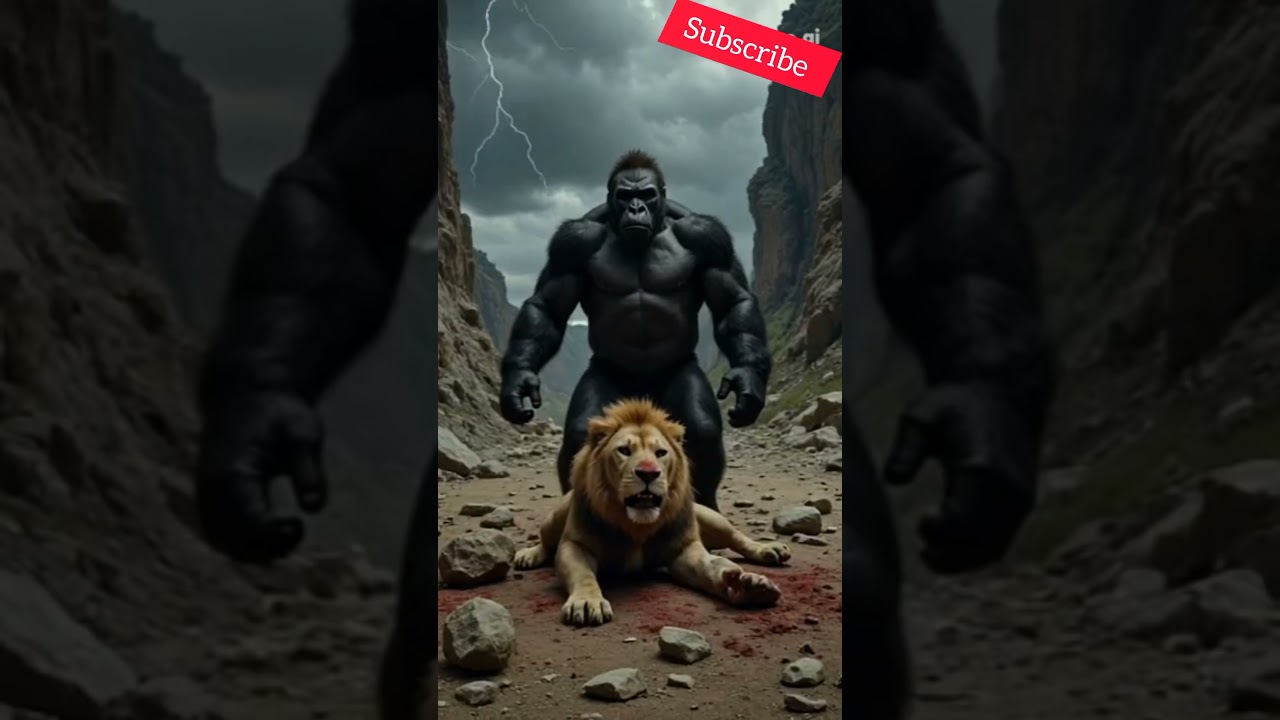 Gorilla vs lion fight #gorilla #lion #attack #fight #music