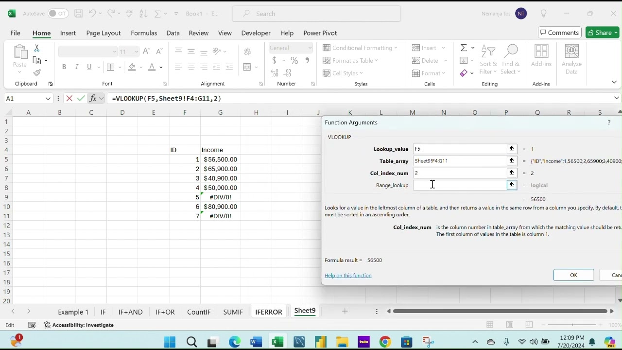 Excel 101 - IFERROR basics (with a bit of VLOOKUP too)