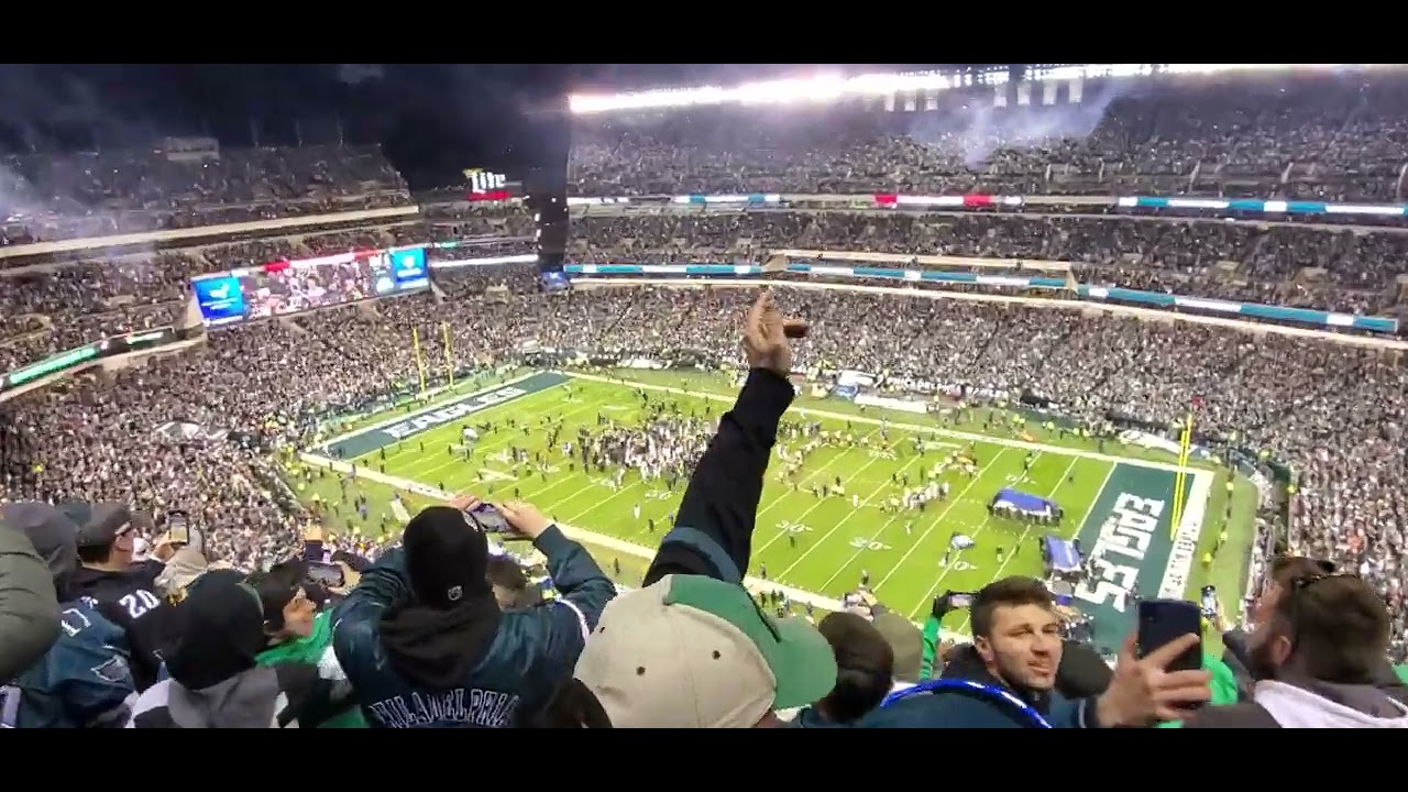Eagles win going to Super Bowl LVII. Final minutes at The Linc. On Field celebration! 1/29/23