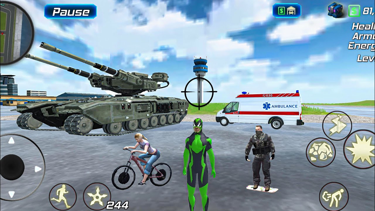 Rope Frog Ninja Hero Vegas Crime Simulator - Drive New Army Tank- Android Gameplay
