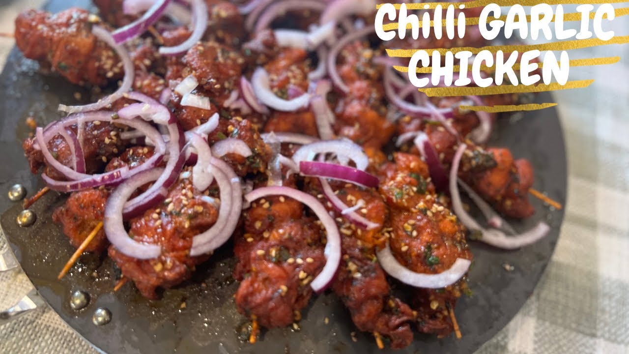 CHILLI GARLIC CHICKEN || CHICKEN GARLIC ON SKEWERS || GARLIC SESAME CHICKEN RECIPE
