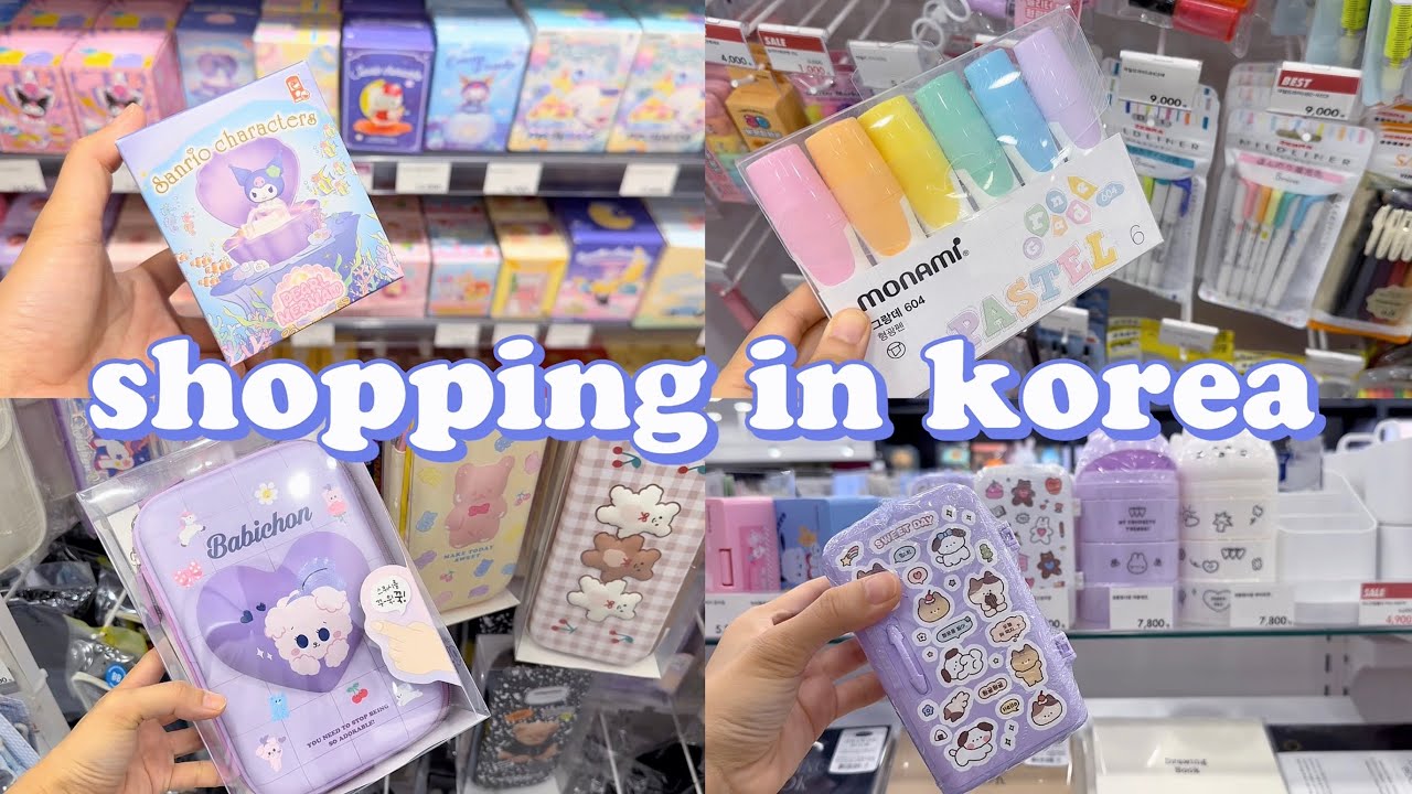shopping in korea vlog 🇰🇷 cute stationery haul at Artbox 💜 buy everything purple