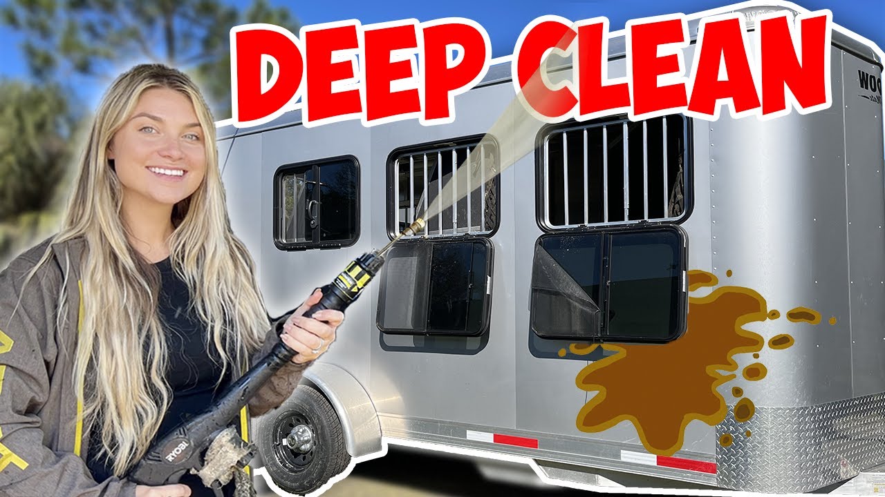 DEEP CLEANING MY HORSE TRAILER! *SATISFYING PRESSURE WASHING*