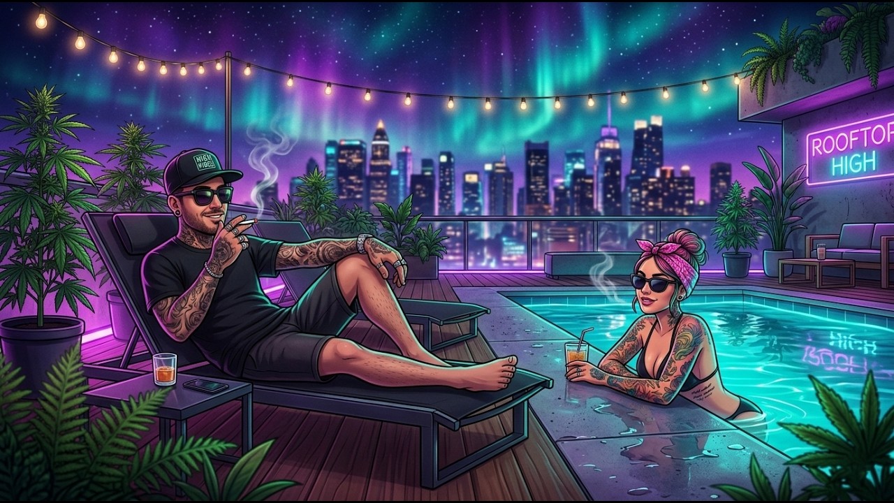 Soft Smoke Rooftop Nights — 420 Chill Rap | Bluesy Hip-Hop • Stoner Vibes