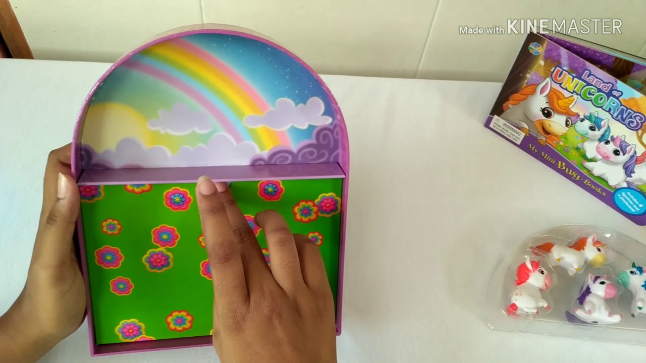My Mini Busy Book Land of Unicorns includes 4 Figurines, a Playboard and a Board Book!