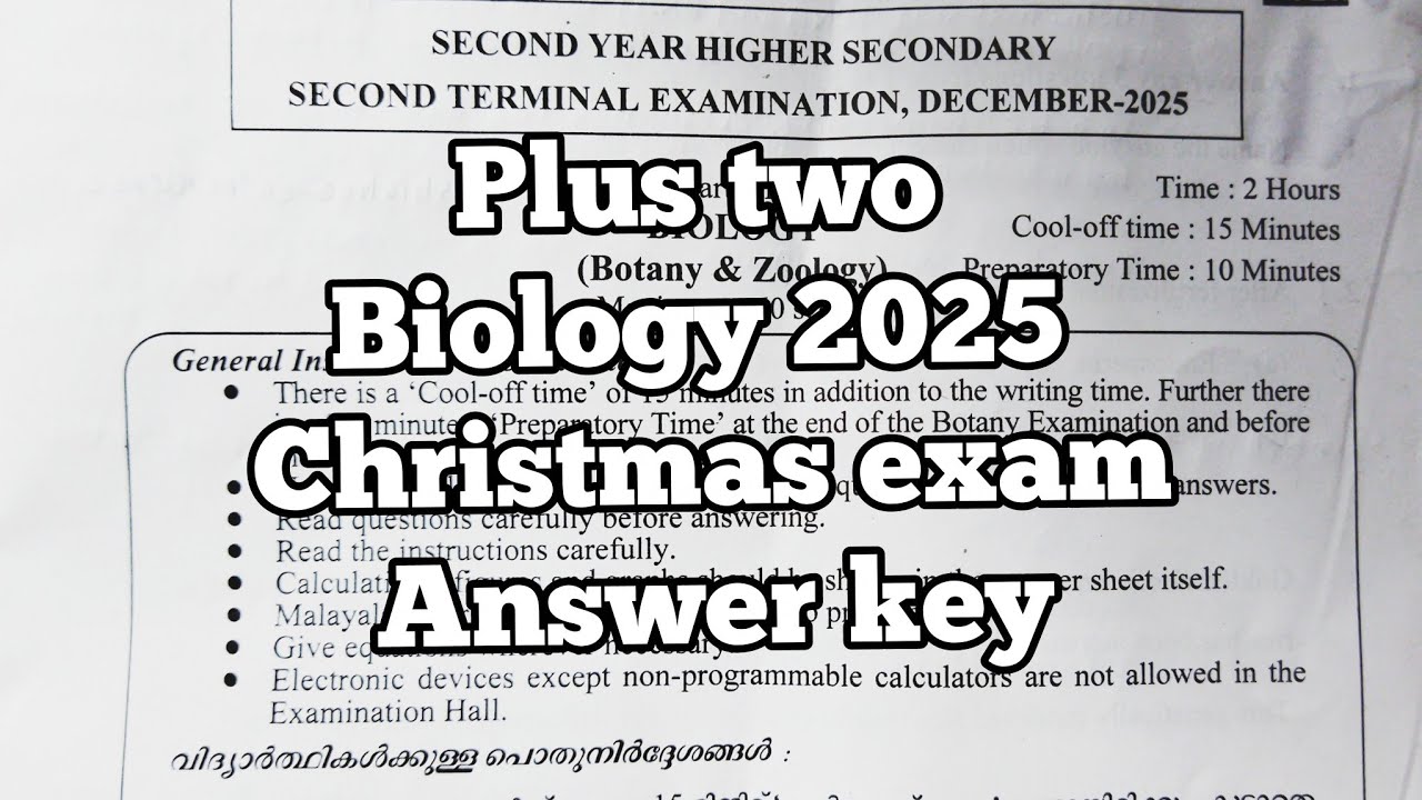 Plus two biology Christmas exam answer key 2025