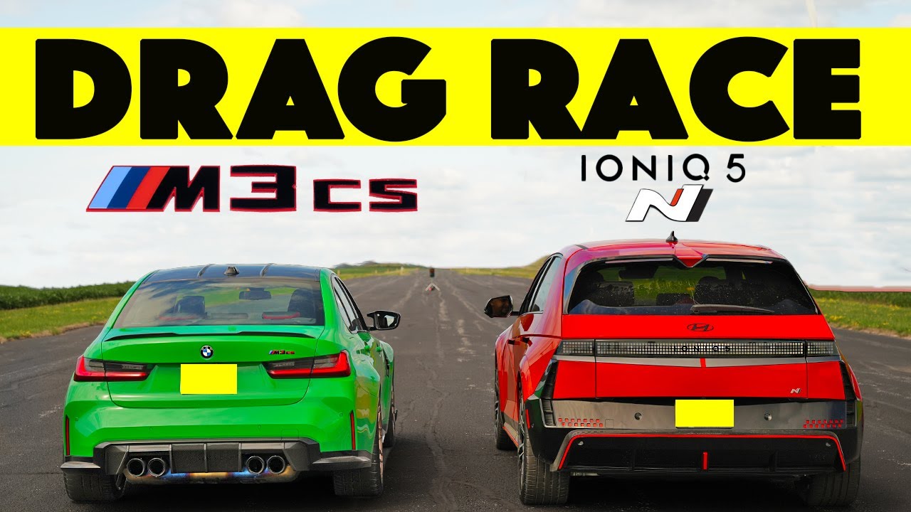 Judgment Day! 2025 Hyundai Ioniq5 N vs. 2024 BMW M3 CS, drag and roll race.