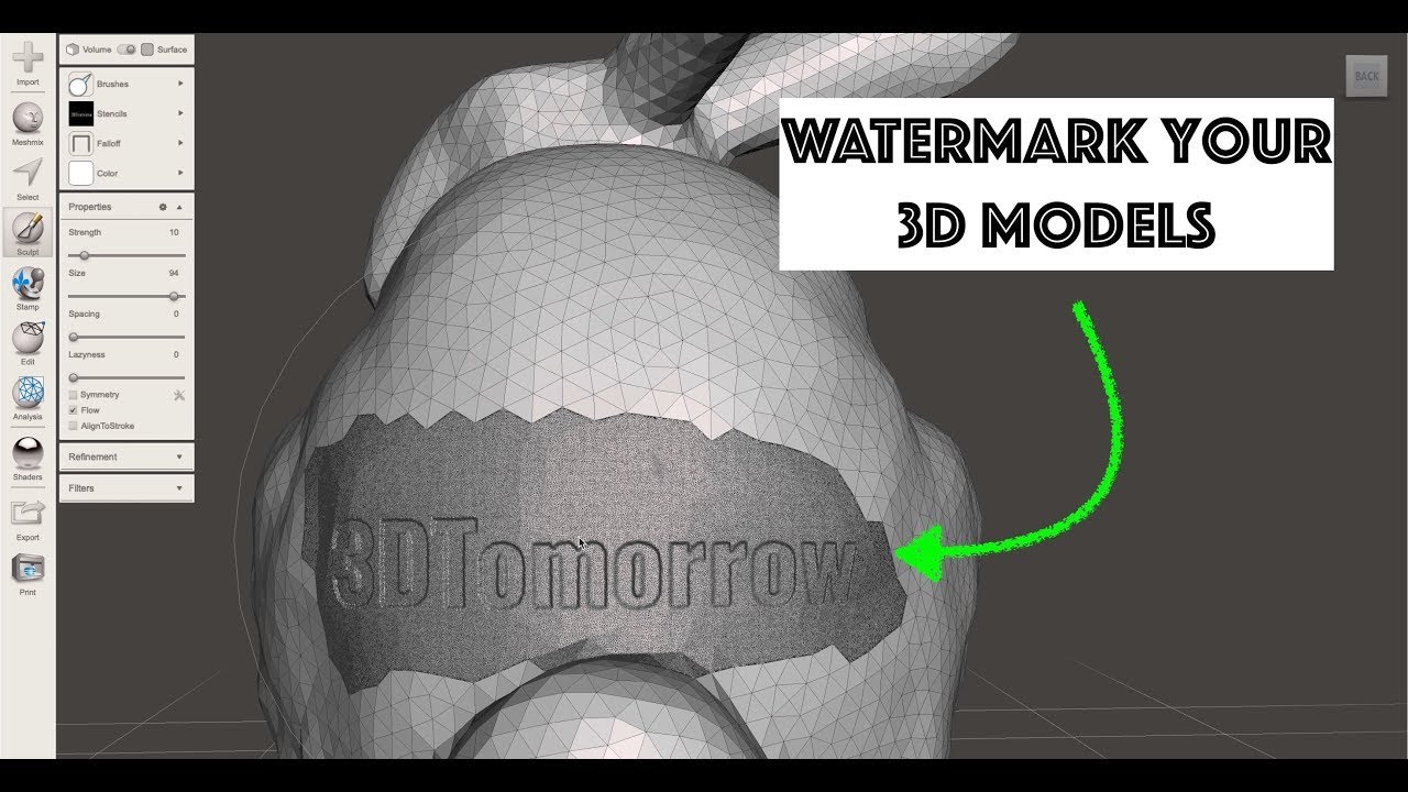 Добавьте водяной знак/текст к вашей 3D-модели, готовой к 3D-печати #MeshMixer #Печать #Учебное по...