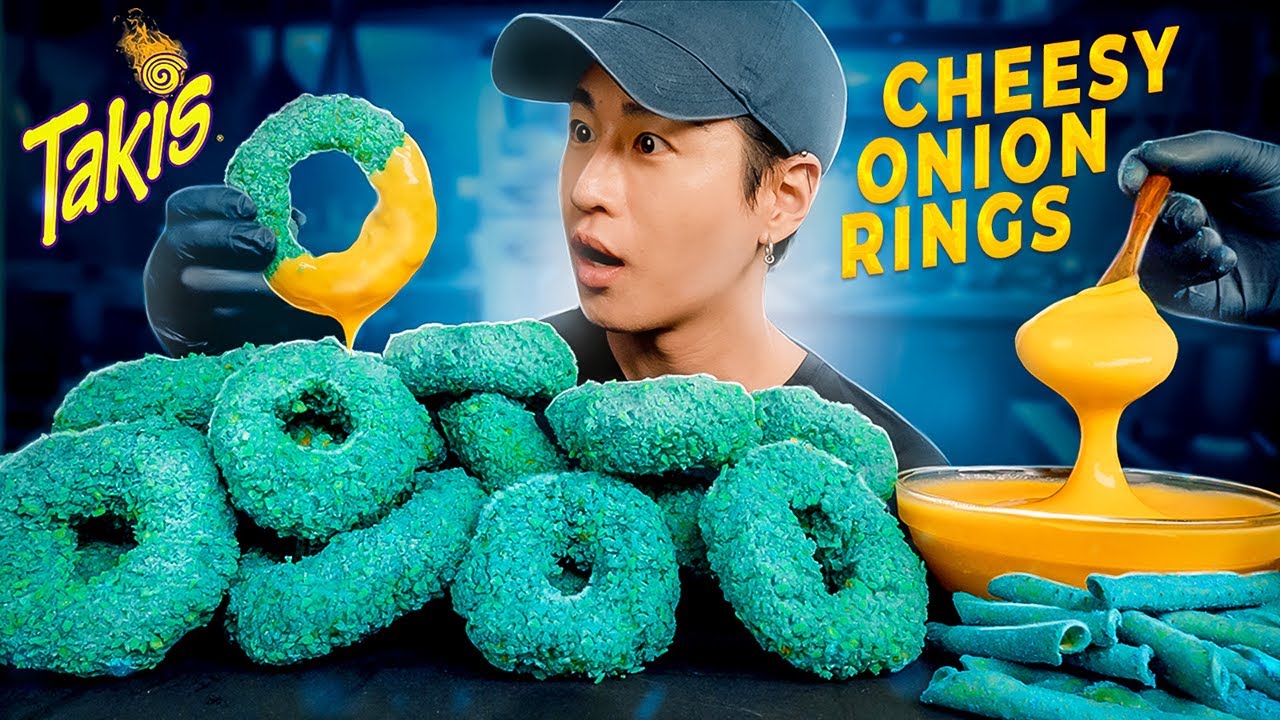 ASMR MUKBANG CHEESY TAKIS ONION RINGS | COOKING & EATING SOUNDS | Zach Choi ASMR