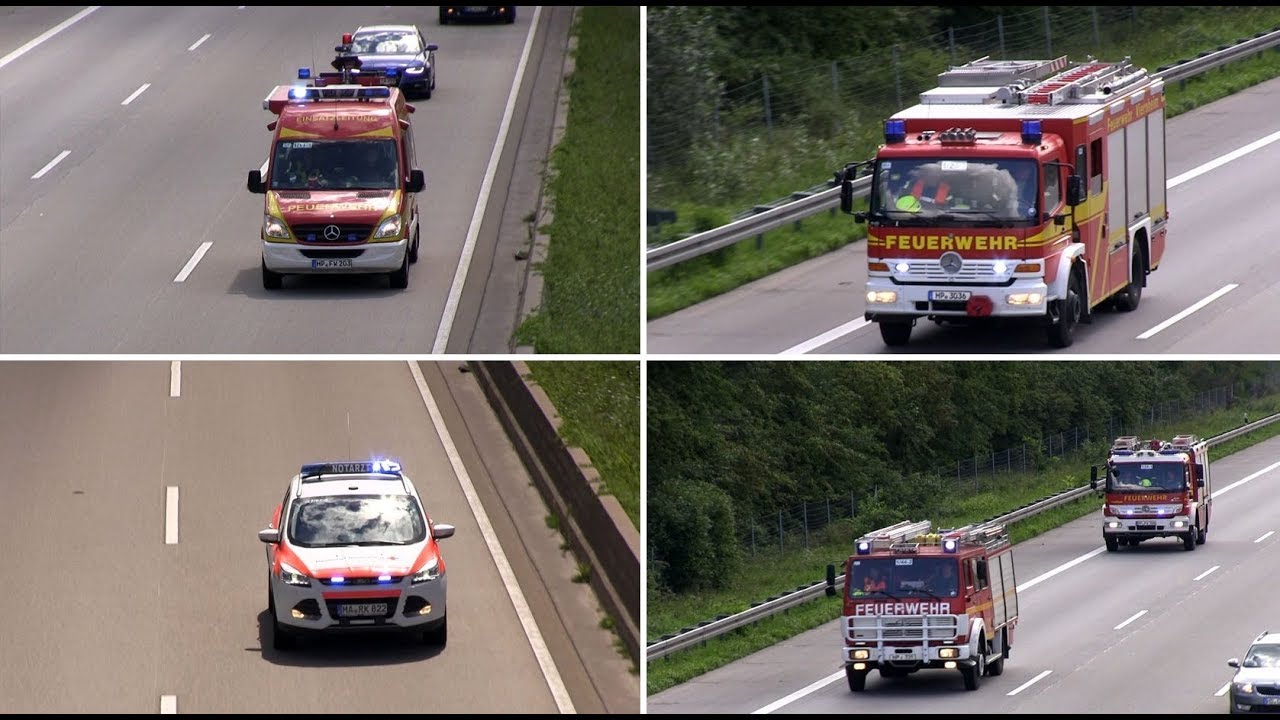 [Schwerer Verkehrsunfall auf A67] Rüstzug Freiwillige Feuerwehr Viernheim & NEF DRK 27/82-2