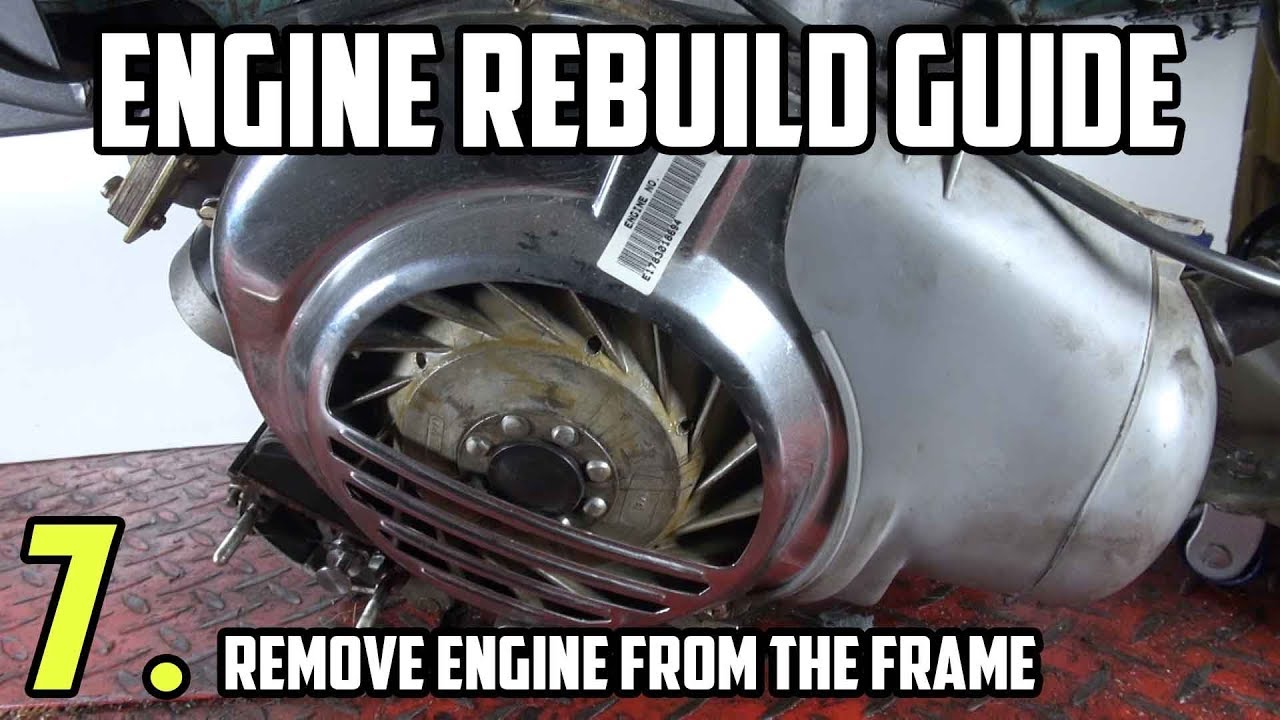 Remove the engine from the frame  - Vespa LML Engine rebuild tutorial Part 7