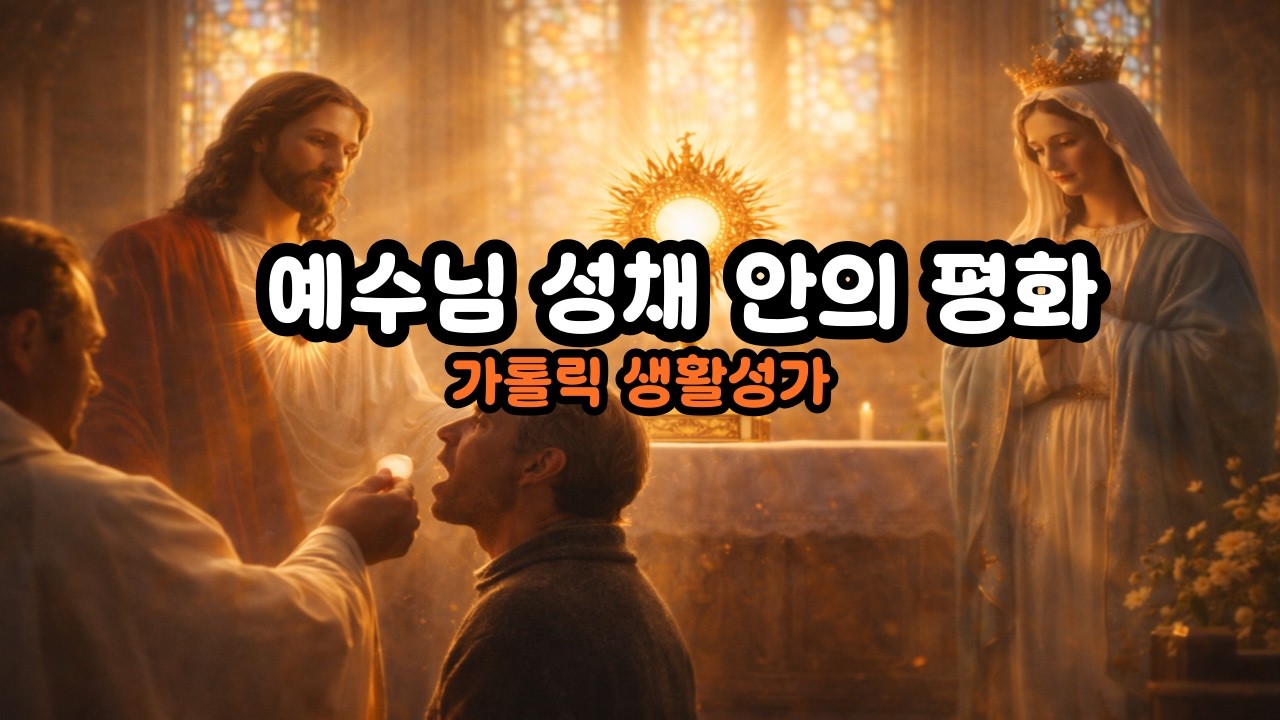 예수님 성체 안의 평화 | 가톨릭 생활성가 | 천주교 기도 성가 | 찬양 노래 기도문 음악 | 빛나는 성체 앞, 은총이 가득하신 성모님 곁에서주님은 오늘도 우리를 부르고 계십니다.
