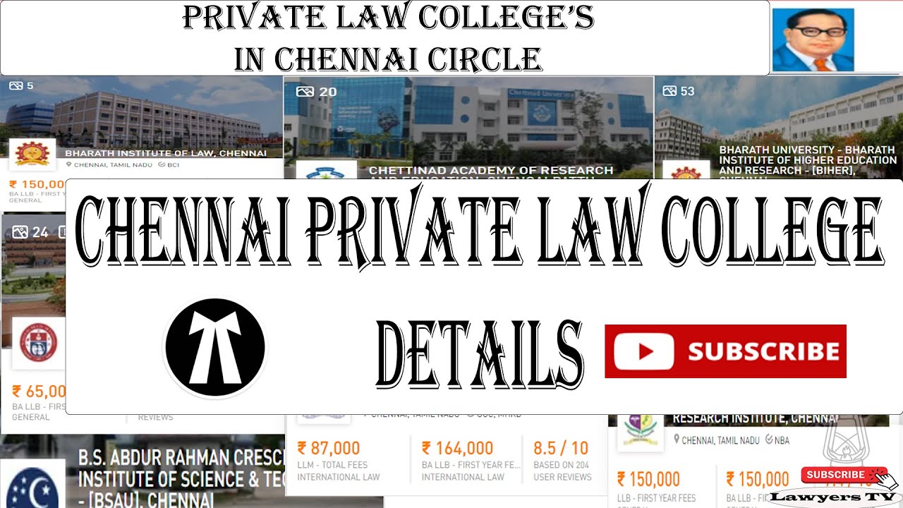 Private Law Colleges in Chennai | தனியார் சட்டக்கல்லூரி SRM VIT VISTAS Vel Tech MGR BIHER Details