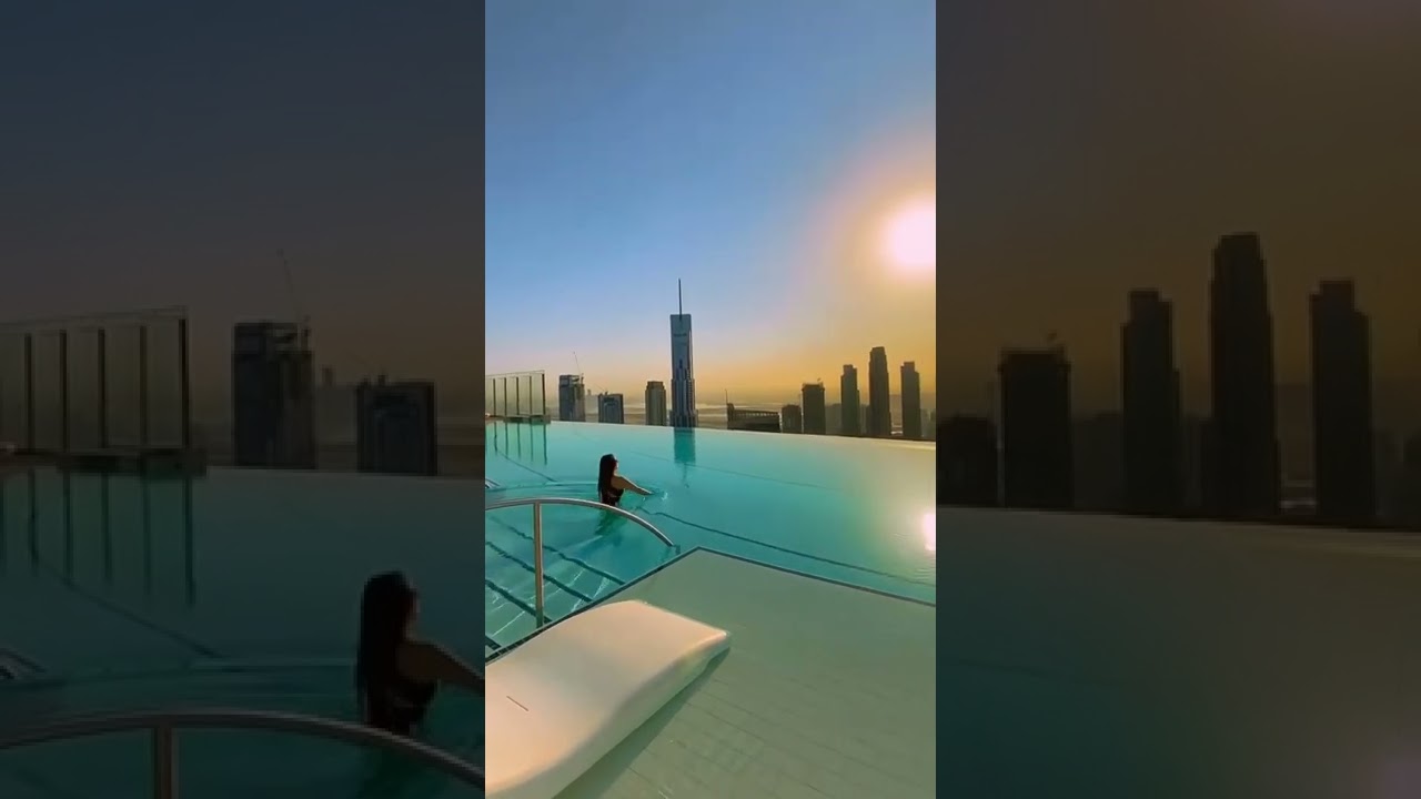 Rooftop infinity pool view from the address Sky view in Dubai, UAE 😍 #shorts