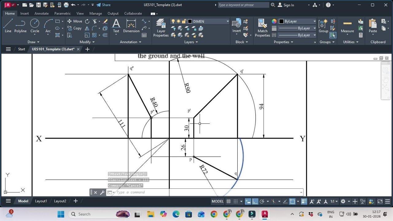 Projections of Lines: Two Poles Problem (SHORT) | Engineering Drawing Tutorial