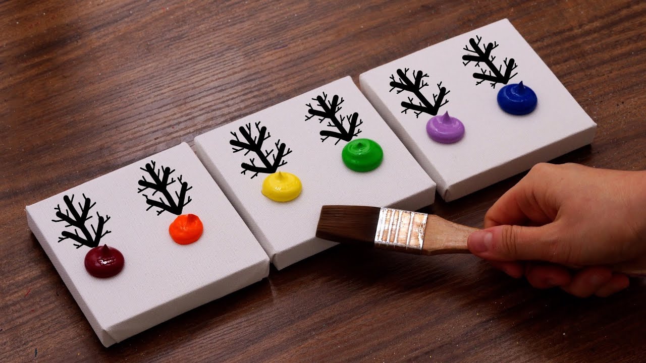 Easy Landscape Acrylic Painting On Mini Canvas (1491)｜Painting For Beginners｜Oddly Satisfying