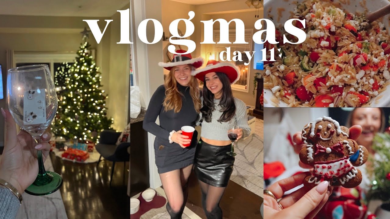 VLOGMAS DAY 11: Orzo Pasta Salad Recipe & FRIENDSMAS Party!