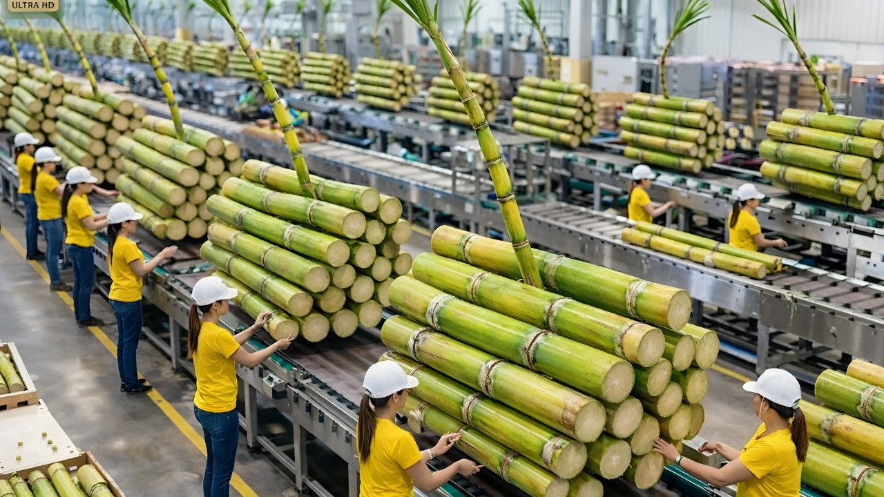 Inside a Giant Sugarcane Processing Factory | How Fresh Sugarcane Becomes Crystal Sugar.