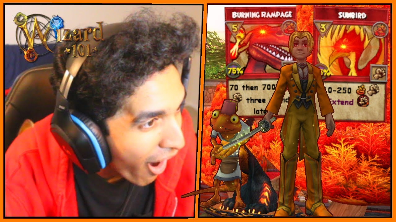 Wizard101 Exalted (100) Fire PvP: BURNING RAMPAGE SUNBIRD Combo!