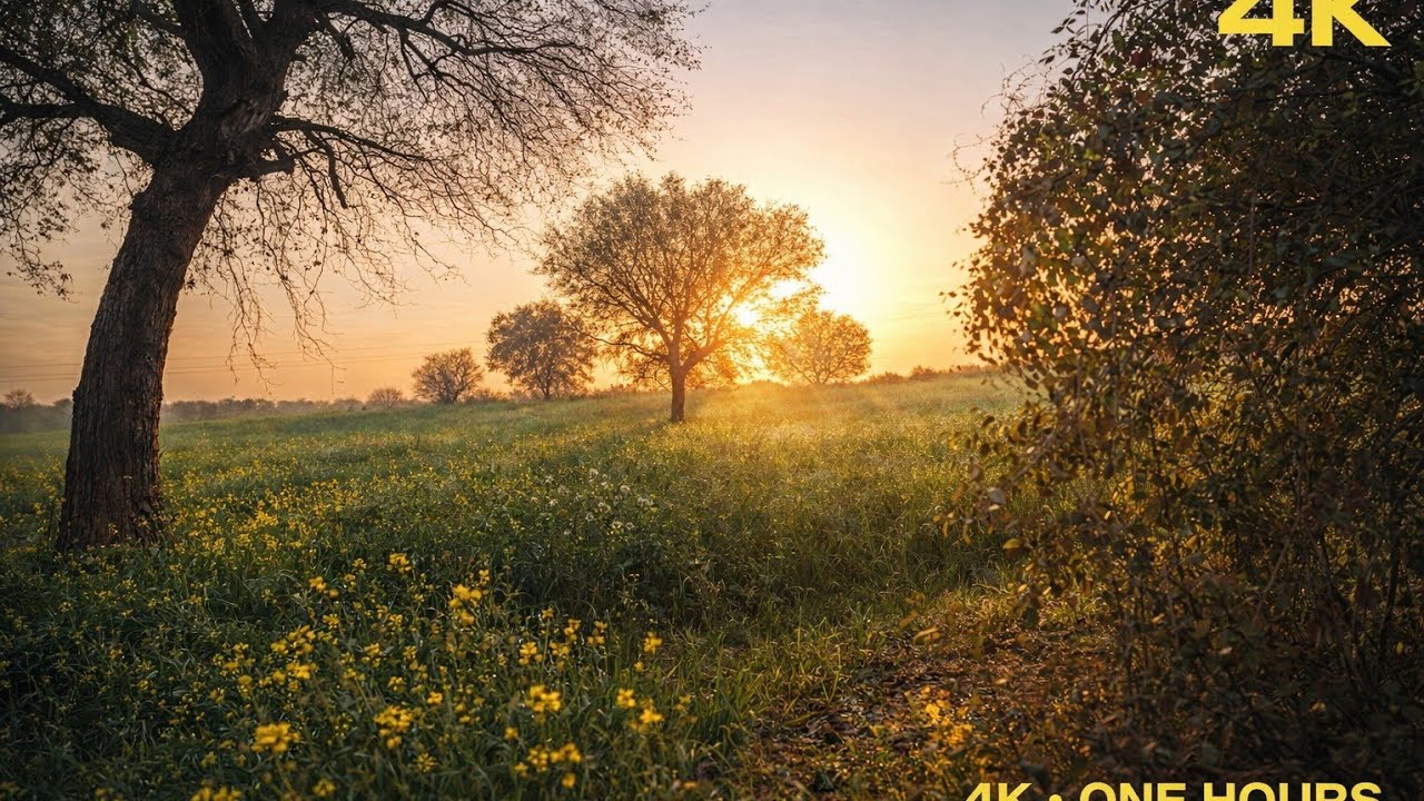 Relaxing Morning Nature Scenery | 4K One Hour Calm Sunrise