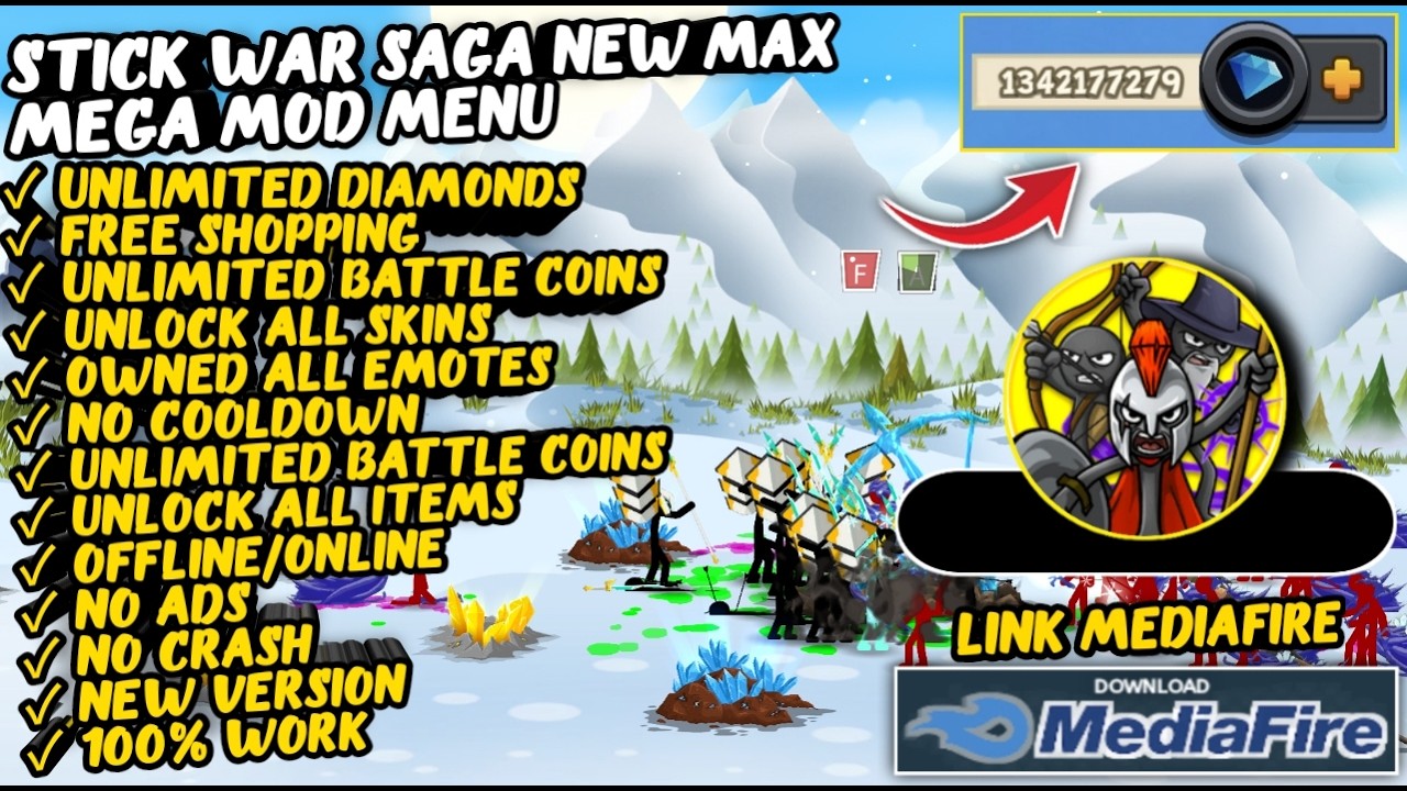 Stick War Saga Mod Apk &mdash; Бесплатные покупки и бесконечные монеты, Режим бога | Новая версия