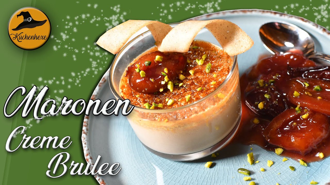 Festliches Dessert Maronen Creme brulee