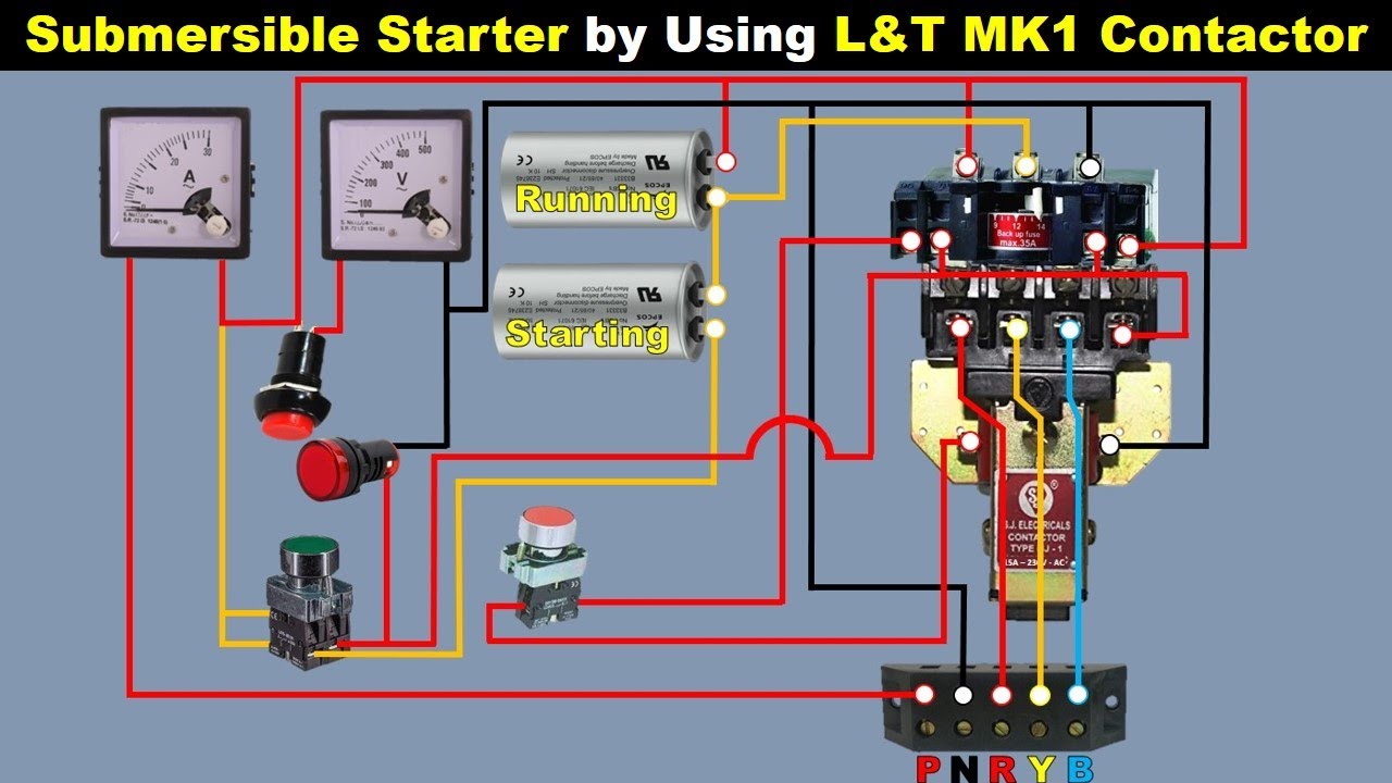 submersible water pump starter connection By using MK1 Contactor @ElectricalTechnician