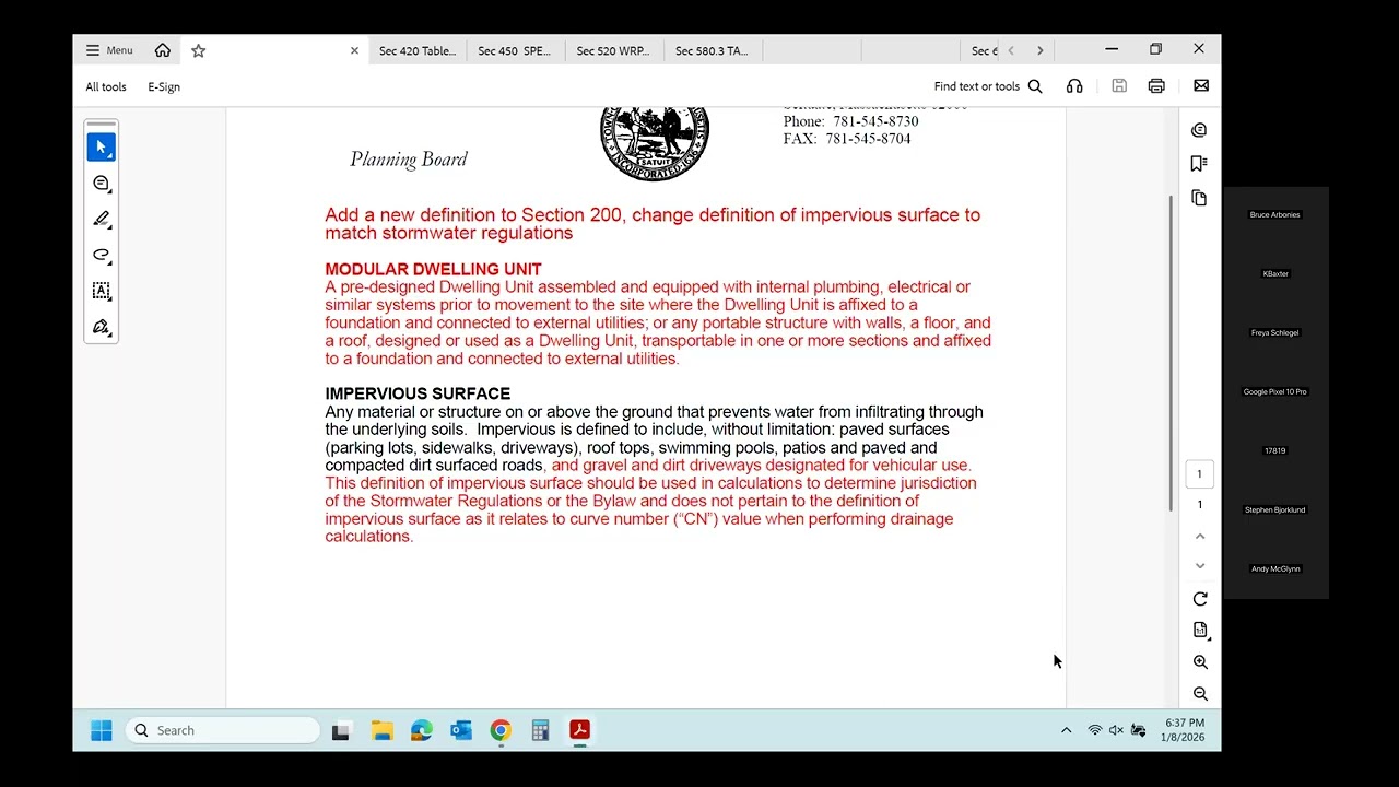 Scituate Planning Board Meeting - 01-08-2026