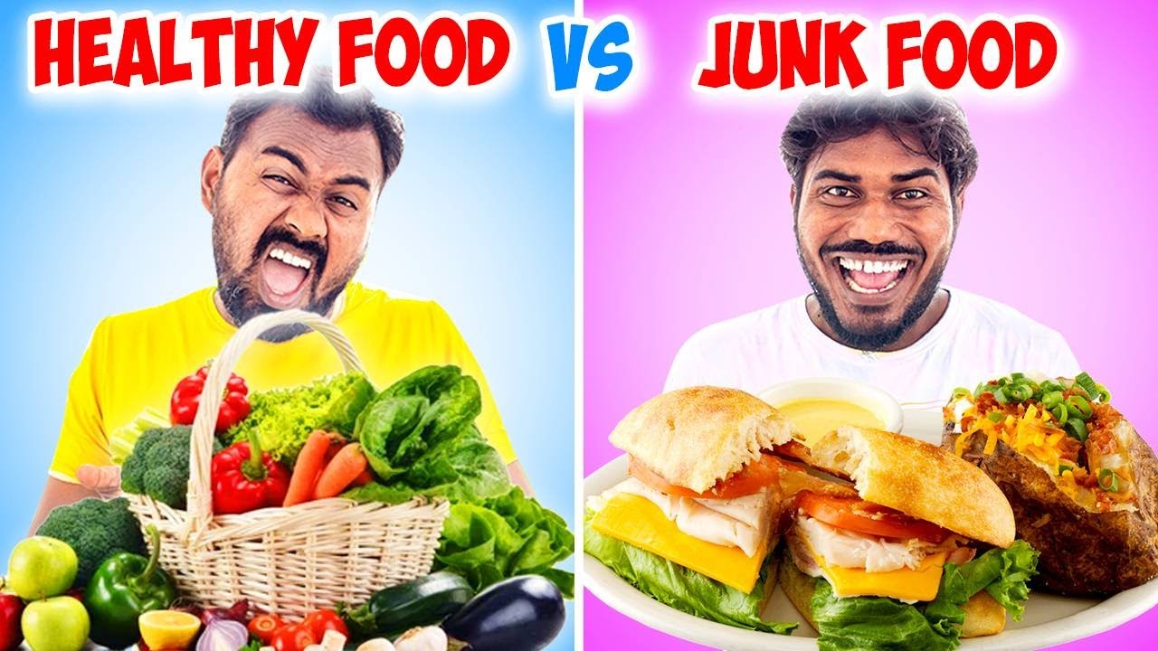 Healthy Food Vs Junk Food Eating Challenge | Hair Care Tips | SMBros Vlog And Cooking