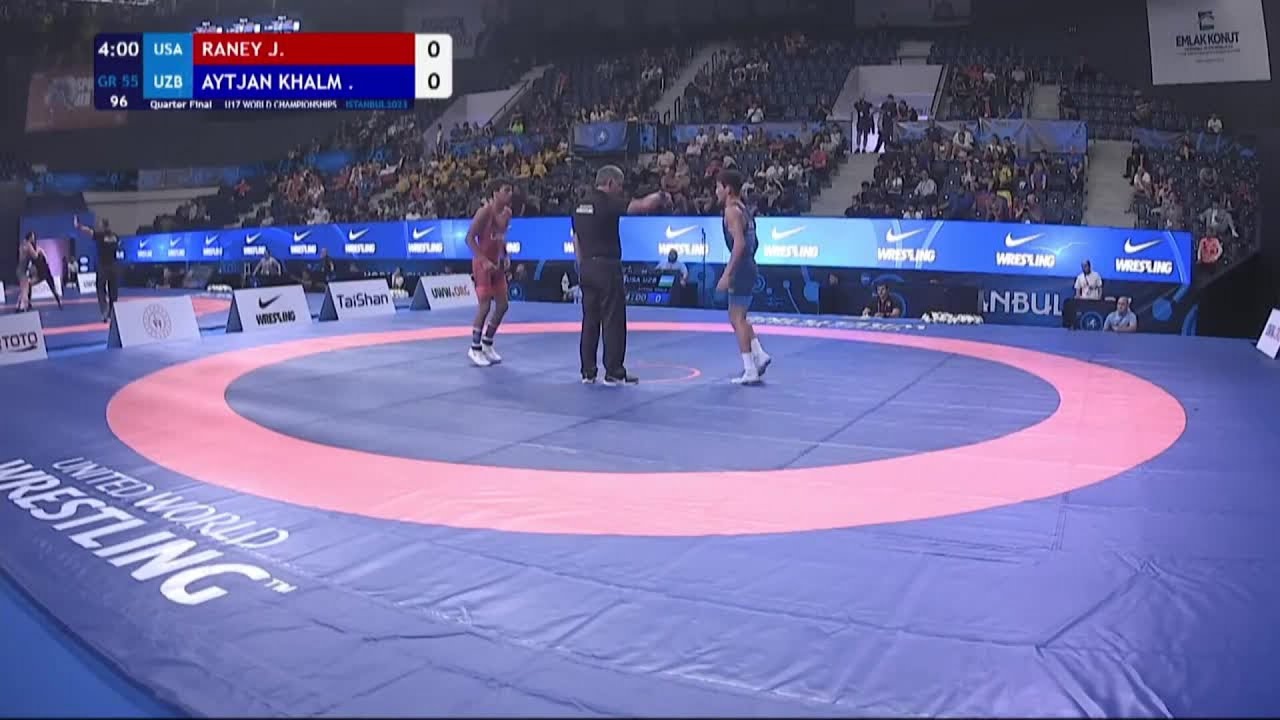 Quarter Final • U17 GR 55Kg • Jordyn Paul RANEY (USA) vs. AYTJAN KHALMAKHANOV (UZB)
